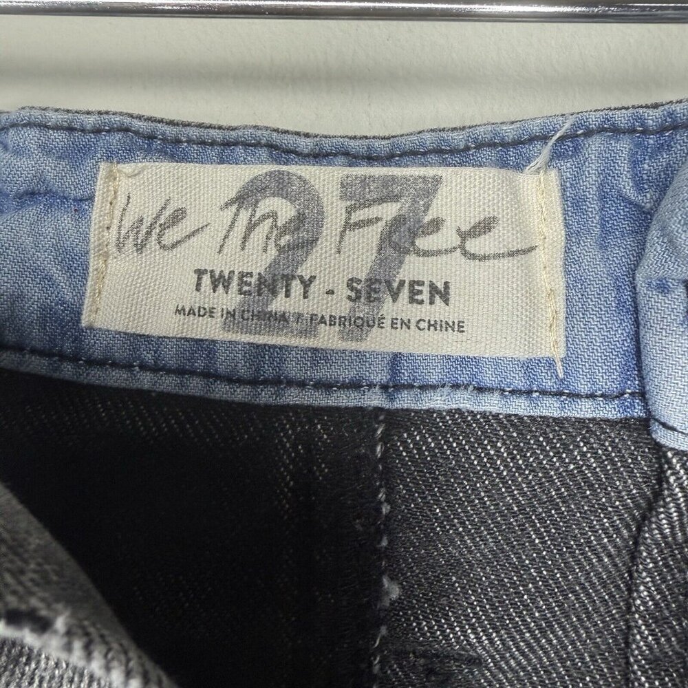 We The Free Black Denim Mini Skirt Jean Short Fringe Punk Sz 27 - Picture 5 of 9